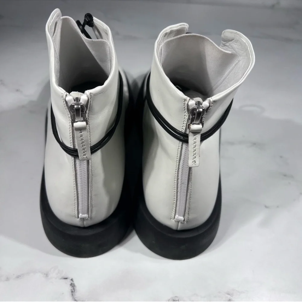 Marsell Gommello MMG470 Matte Big Sole Lace Up White Leather Boots